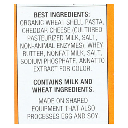 Macarrones con queso de cosecha propia de Annies, orgánicos, conchas y queso cheddar añejo auténtico, 6 oz, caja de 12