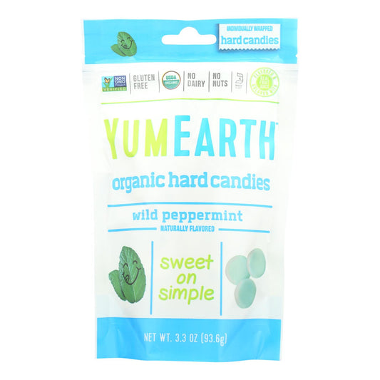 Caramelos orgánicos Yummy Earth con sabor a menta silvestre, 3,3 oz, caja de 6