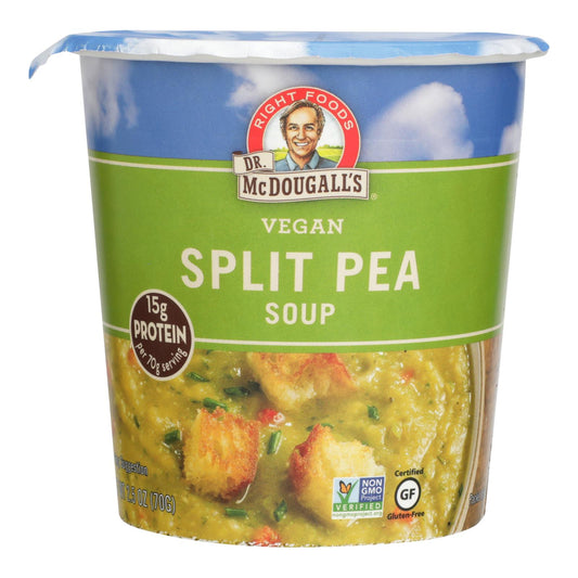 Sopa vegana de guisantes y cebada del Dr. McDougall, taza grande, caja de 6, 2,5 oz.