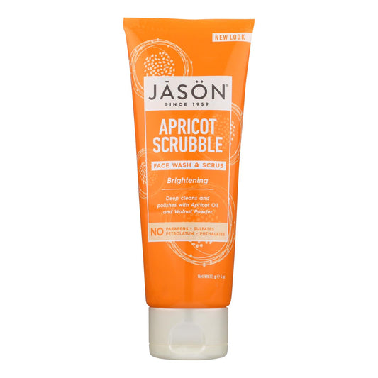 Jabón líquido y exfoliante facial Jason, exfoliante de albaricoque, 4 onzas líquidas