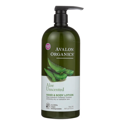 Avalon Organics Hand And Body Lotion Aloe Unscented - 32 Fl Oz