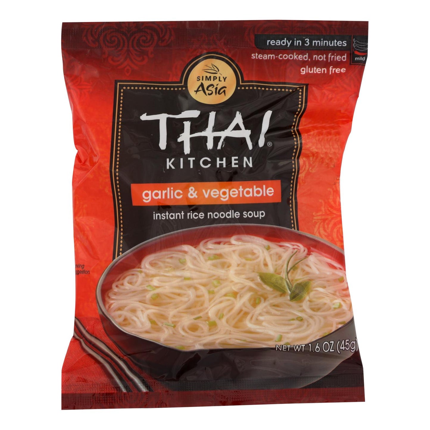 Thai Kitchen Instant Rice Noodle Soup - Garlic And Vegetable - Mild - 1.6 Oz - Case Of 6