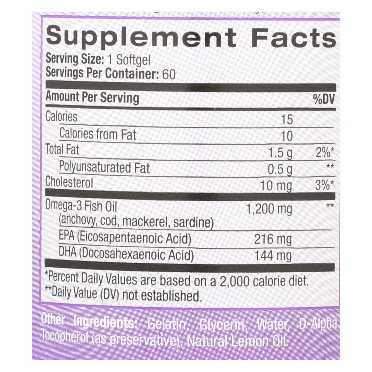 Aceite de pescado con sabor a limón y omega-3 de Natrol, 1200 mg, 60 cápsulas blandas