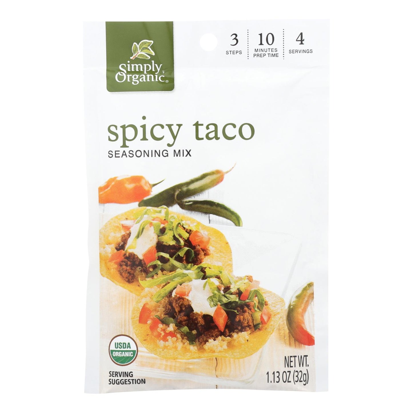 Mezcla de condimento picante para tacos Simply Organic - Caja de 12 - 1,13 oz.