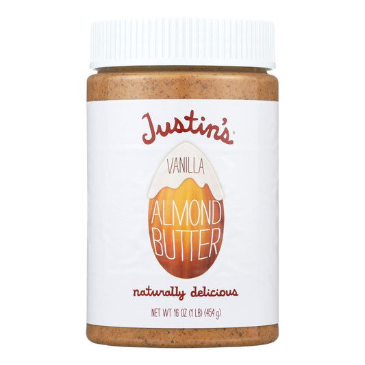 Mantequilla de nueces de Justin, mantequilla de almendras, vainilla, caja de 6, 16 oz.