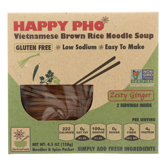 八角茴香汤 - 糙米粉 - 越南 - Happy Pho - 姜味 - 4.5 盎司 - 6 盒装