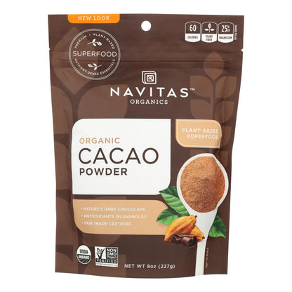 Cacao en polvo Navitas Naturals - Orgánico - Crudo - 8 oz - Caja de 12