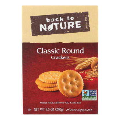 Galletas clásicas redondas Back To Nature - Aceite de cártamo y sal marina - Caja de 6 - 8.5 oz.