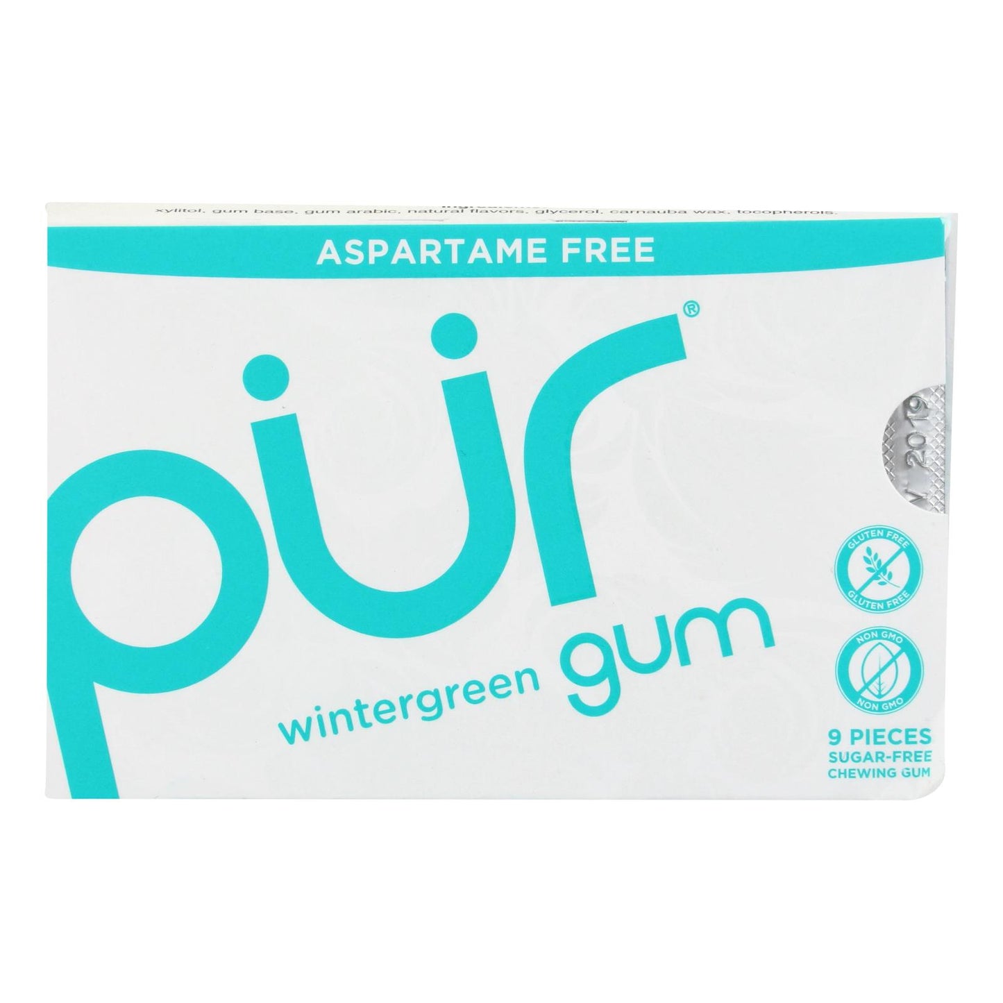 Pur Gum - Wintergreen - Sin aspartamo - 9 piezas - 12,6 g - Caja de 12