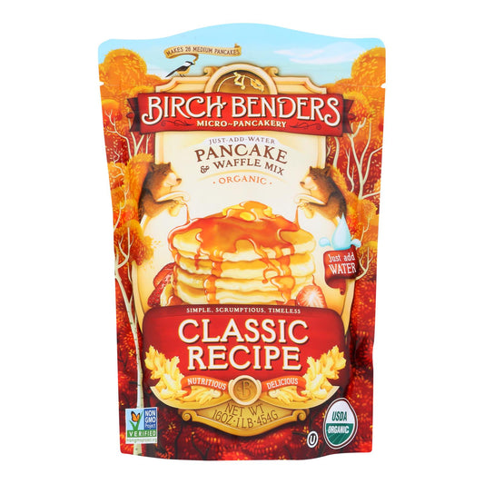 Mezcla para panqueques y waffles Birch Benders - Clásica - Caja de 6 - 16 oz.