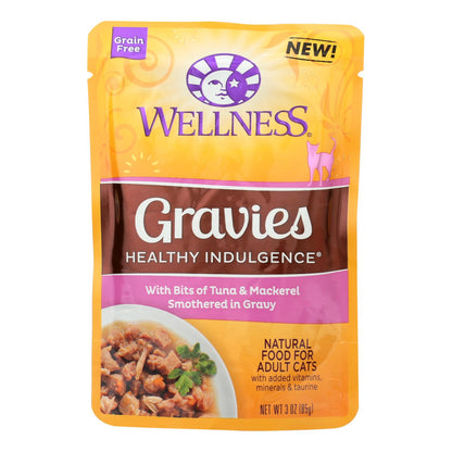 Wellness Pet Products Cat Food - Gravies With Bits Of Tuna And Mackerel Smothered In Gravy - Case Of 24 - 3 Oz.