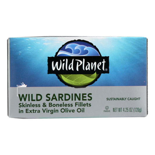 Wild Planet Wild Sardines - Skinless Boneless Fillets In Olive Oil - Case Of 12 - 4.25 Oz