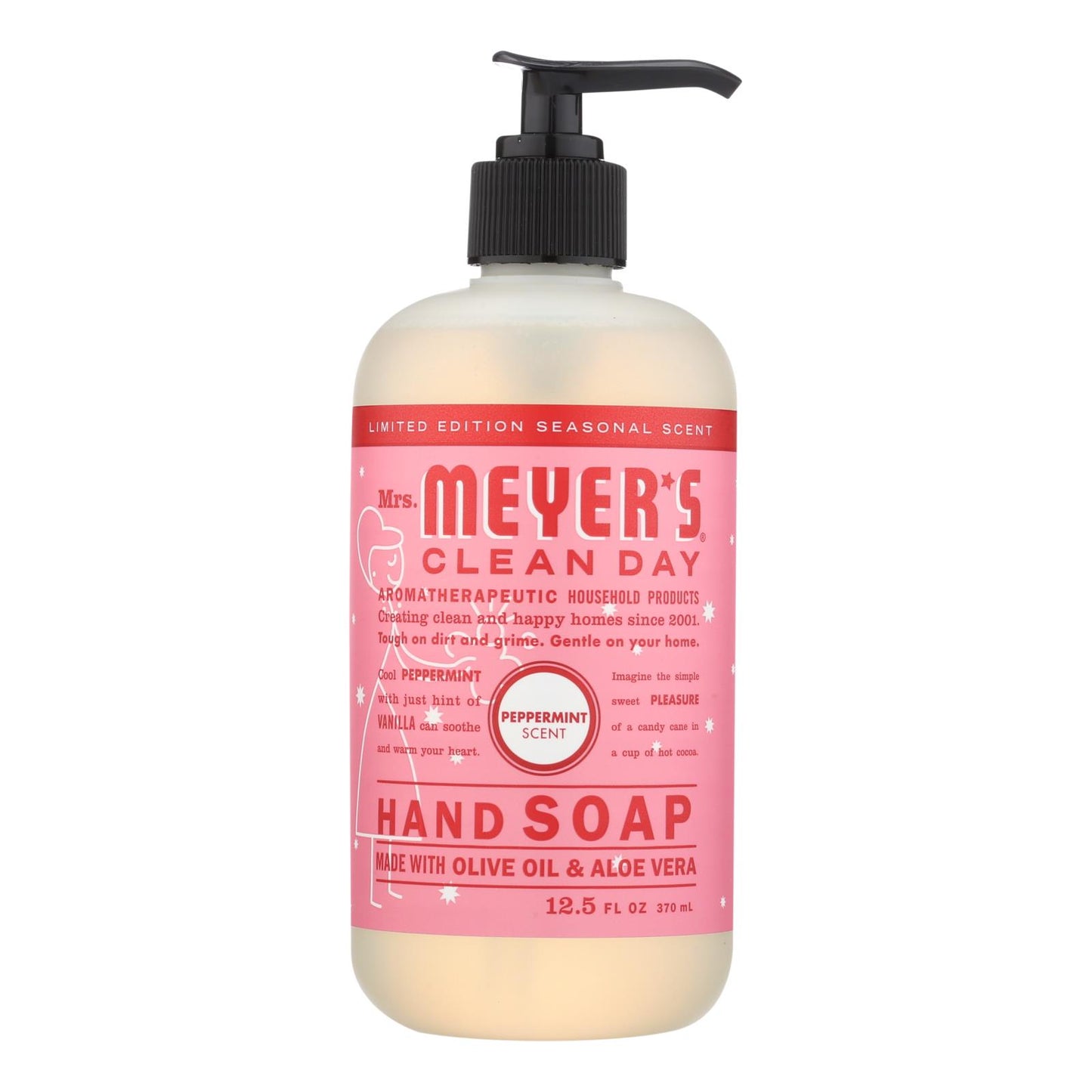 Mrs. Meyer's Clean Day - Jabón líquido para manos - Menta - Caja de 6 - 12,5 onzas líquidas.