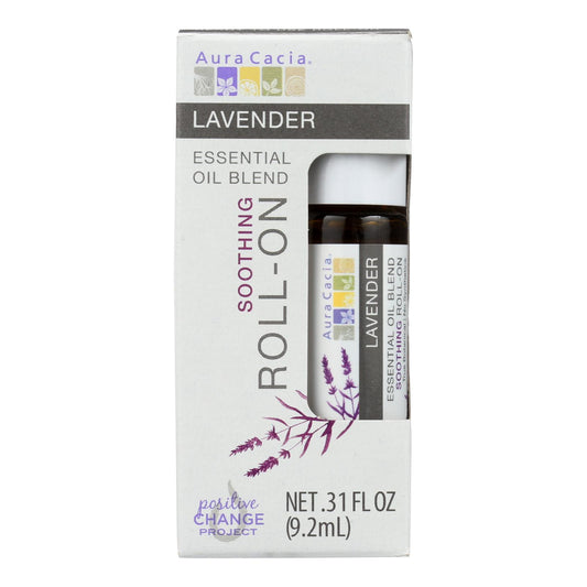 Aura Cacia - Aceite esencial en roll-on - Lavanda - Caja de 4 - 0,31 onzas líquidas