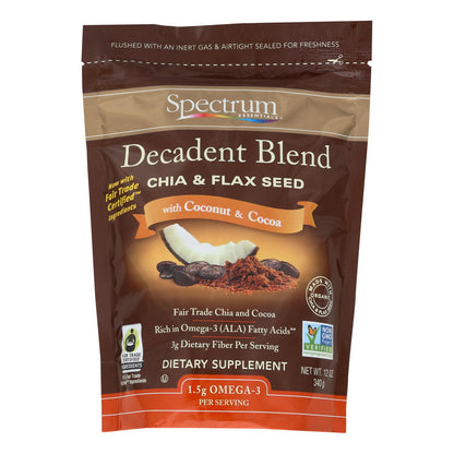 Spectrum Essentials Organic Decadent Blend - Chia And Flax Seed With Coconut And Cocoa - 12 Oz