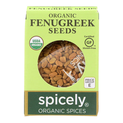 Spicely Organics - Semillas de fenogreco orgánico - Caja de 6 - 0,45 oz.