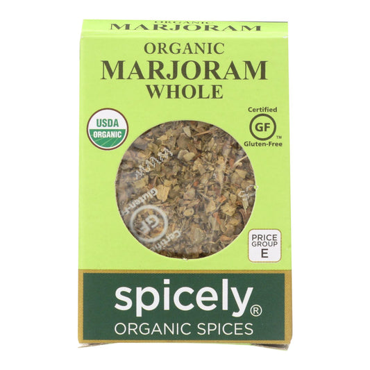 Spicely Organics - Mejorana orgánica - Entera - Caja de 6 - 0.1 oz.