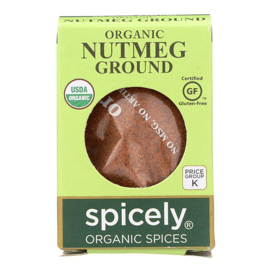 Spicely Organics - Nuez moscada orgánica - Molida - Caja de 6 - 0.4 oz.