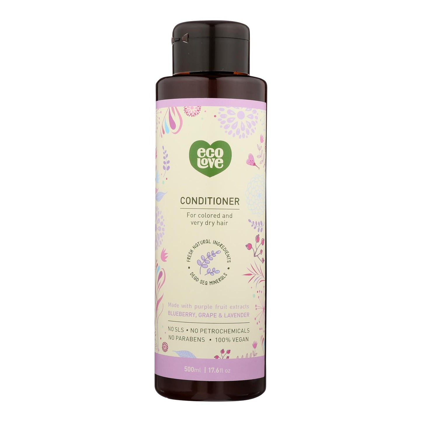 Acondicionador Ecolove - Acondicionador de frutas moradas para cabello teñido y muy seco - Caja de 1 - 17,6 fl oz.