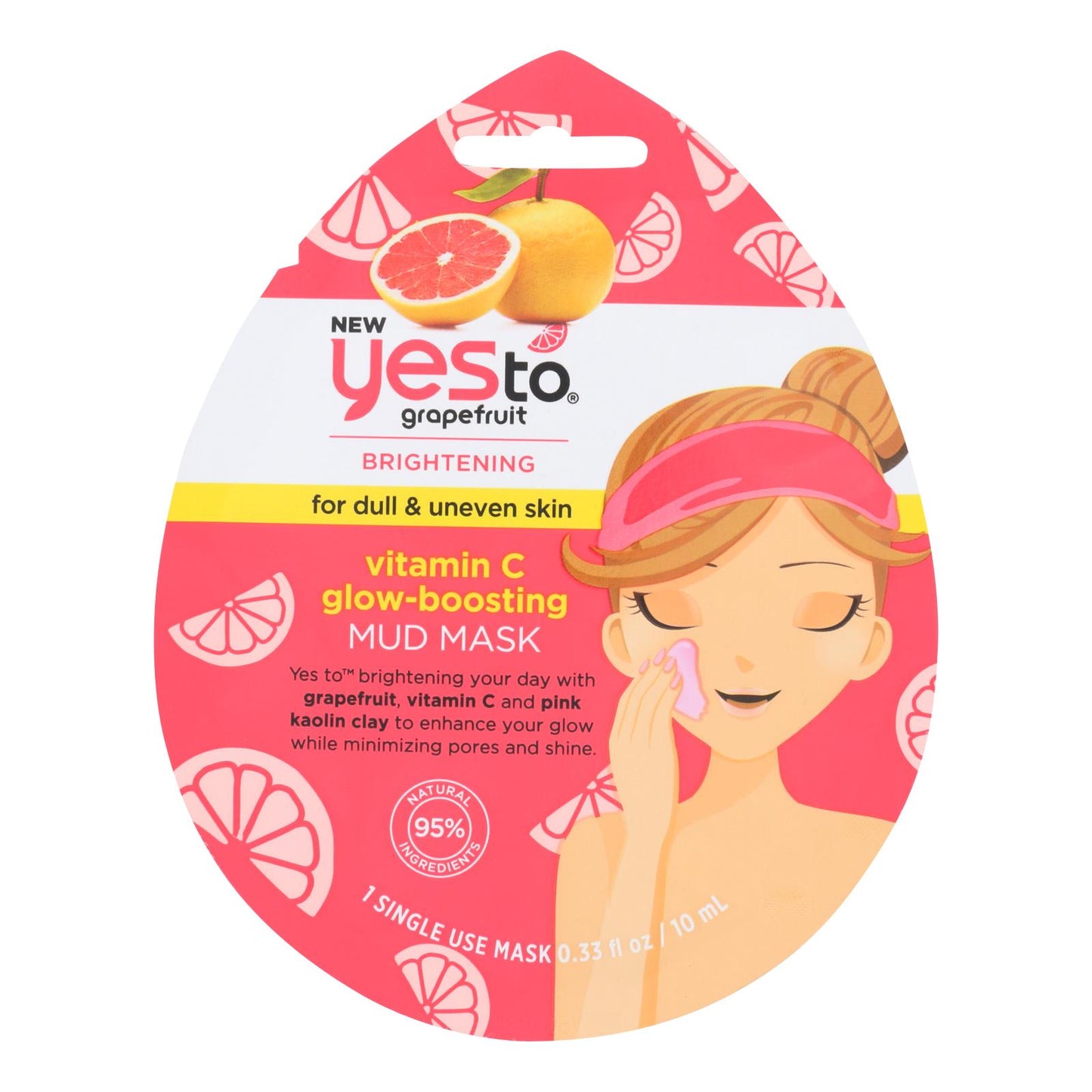 Yes To - Mascarilla de barro iluminadora con vitamina C y pomelo - Iluminadora - Caja de 6 - 0,33 onzas líquidas.