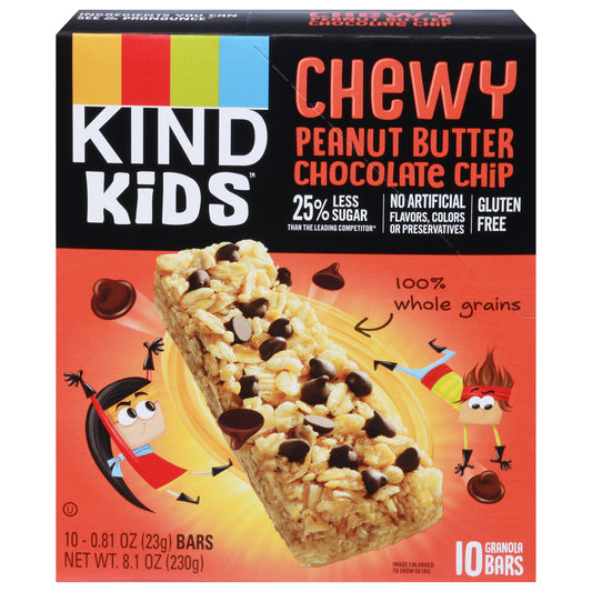 Kind - Barritas de mantequilla de maní masticables para niños con chips - Caja de 6-10/0,81 oz