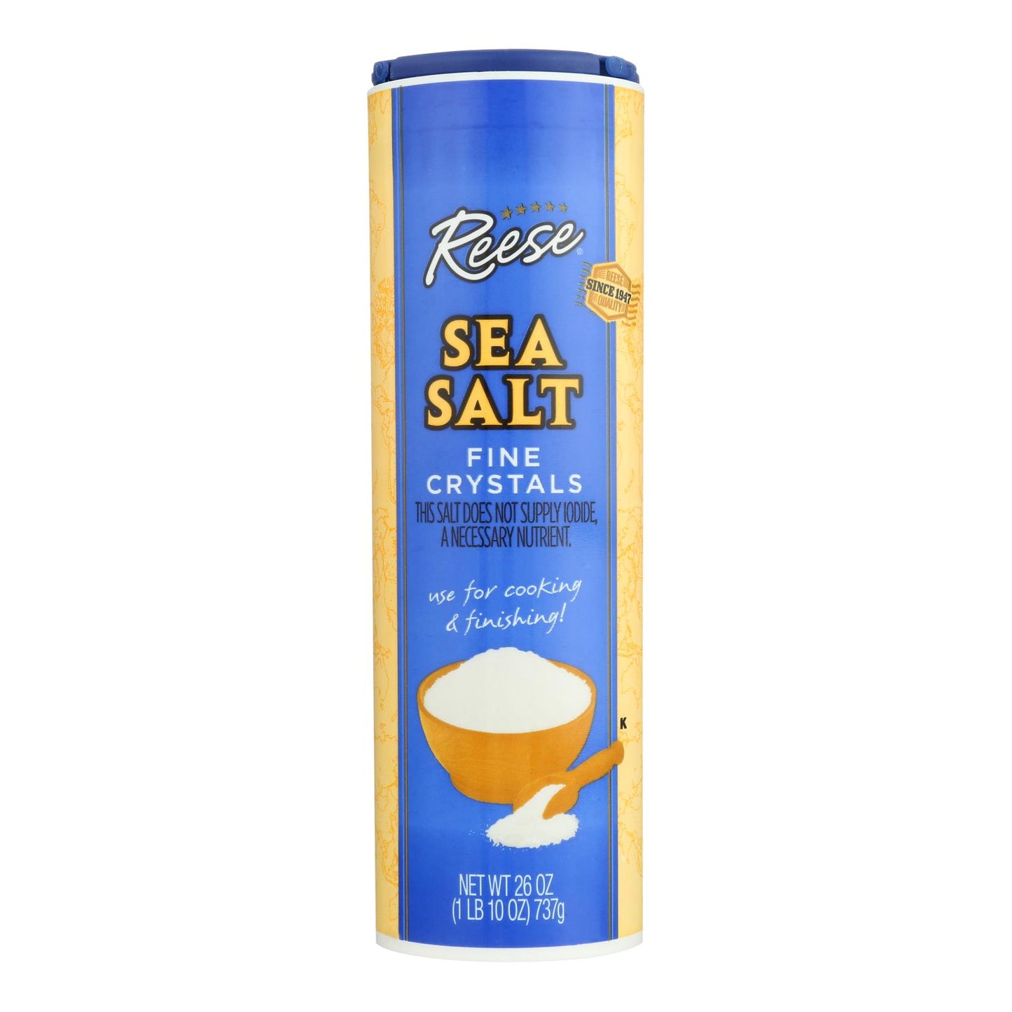 Reese Seasonings, Sea Salt, Coarse Crystals  - Case Of 12 - 26 Oz