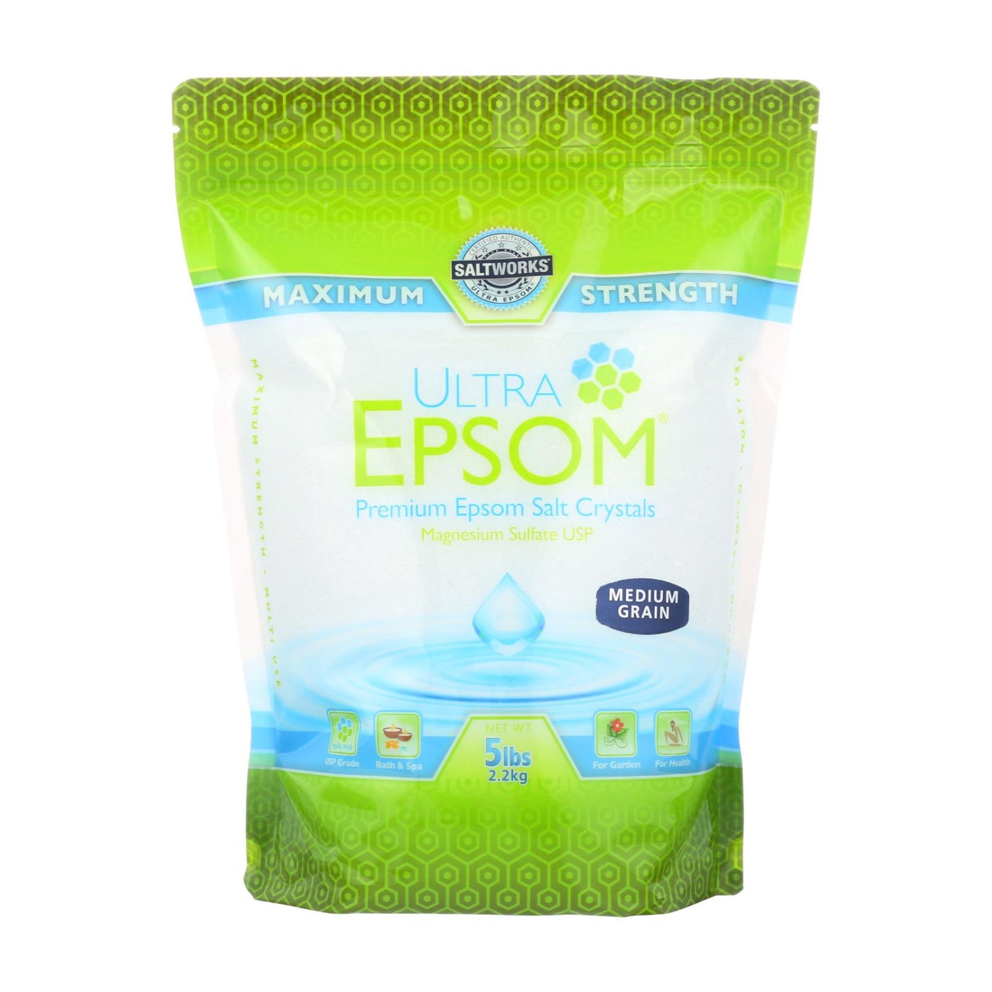 Sal de Epsom Ultra, grano mediano, 5 libras