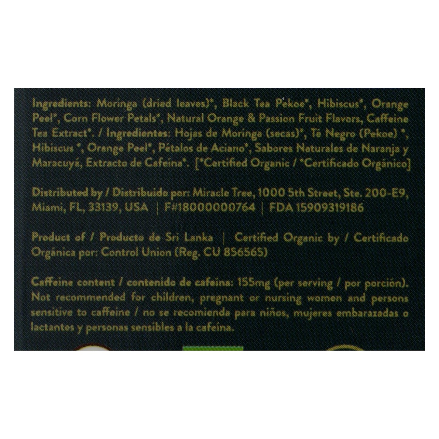 Árbol milagroso - Té Moringa Naranja Psft - Caja de 5 - 16 unidades