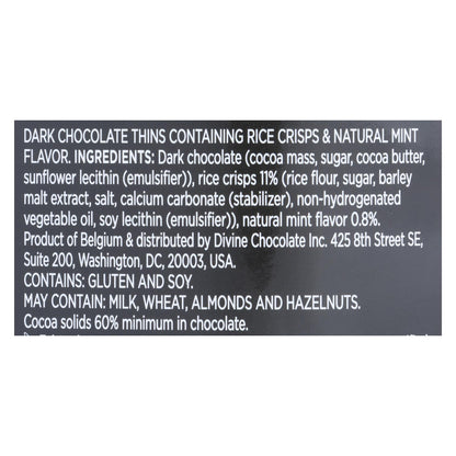Divine - Crisp Thns Chocolate negro con menta - Caja de 12 - 2.8 oz