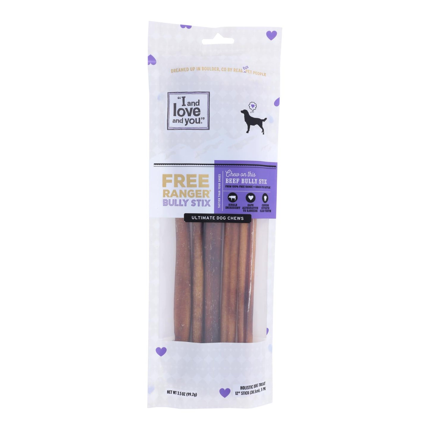 Masticables para perros I And Love And You's Free Ranger Bully Stix - Caja de 6 - 5 unidades