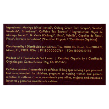 Miracle Tree - Té Moringa Uva Vainilla - Caja De 5 - 16 Ud.
