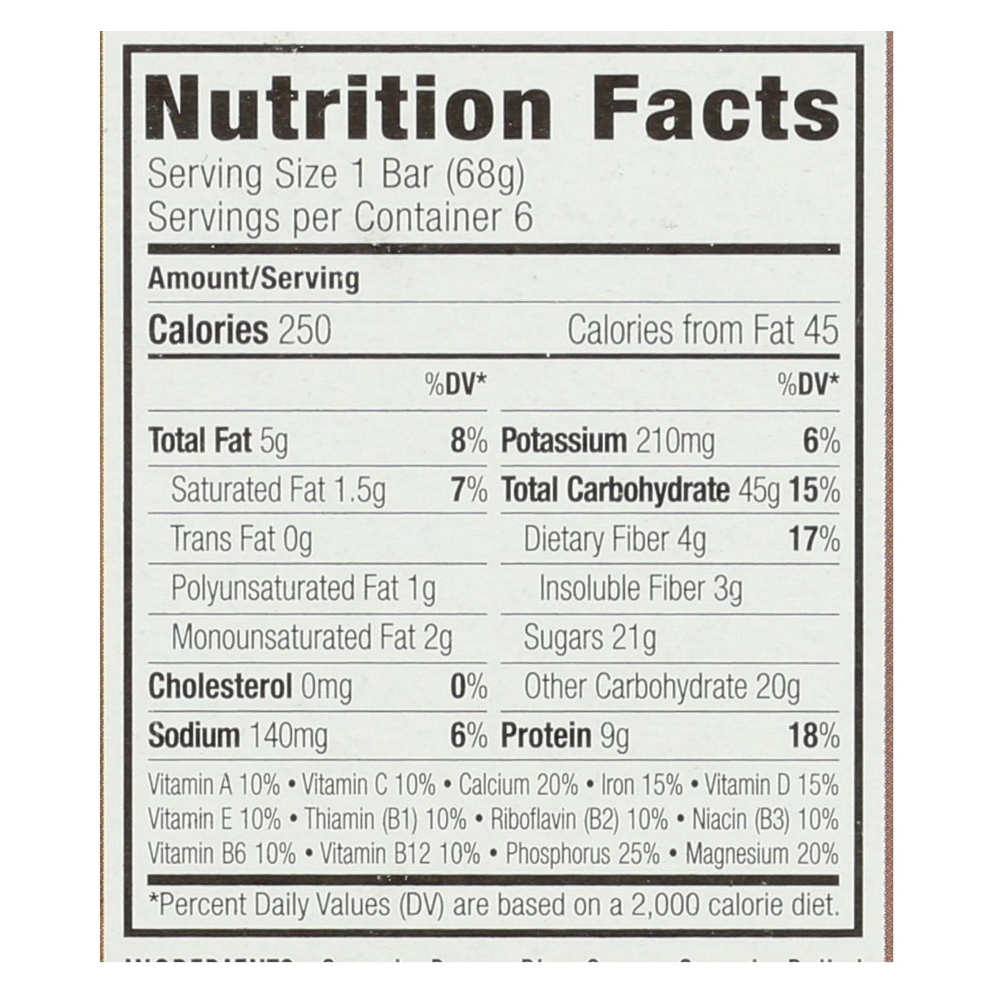 Clif Bar - Barra energética - Chips de chocolate - Caja de 9 - 6/2.4oz.