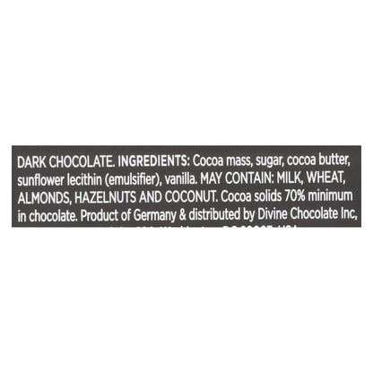 Divine - Snack Bar Chocolate Negro 70% - Caja De 18 - 1.2 Oz