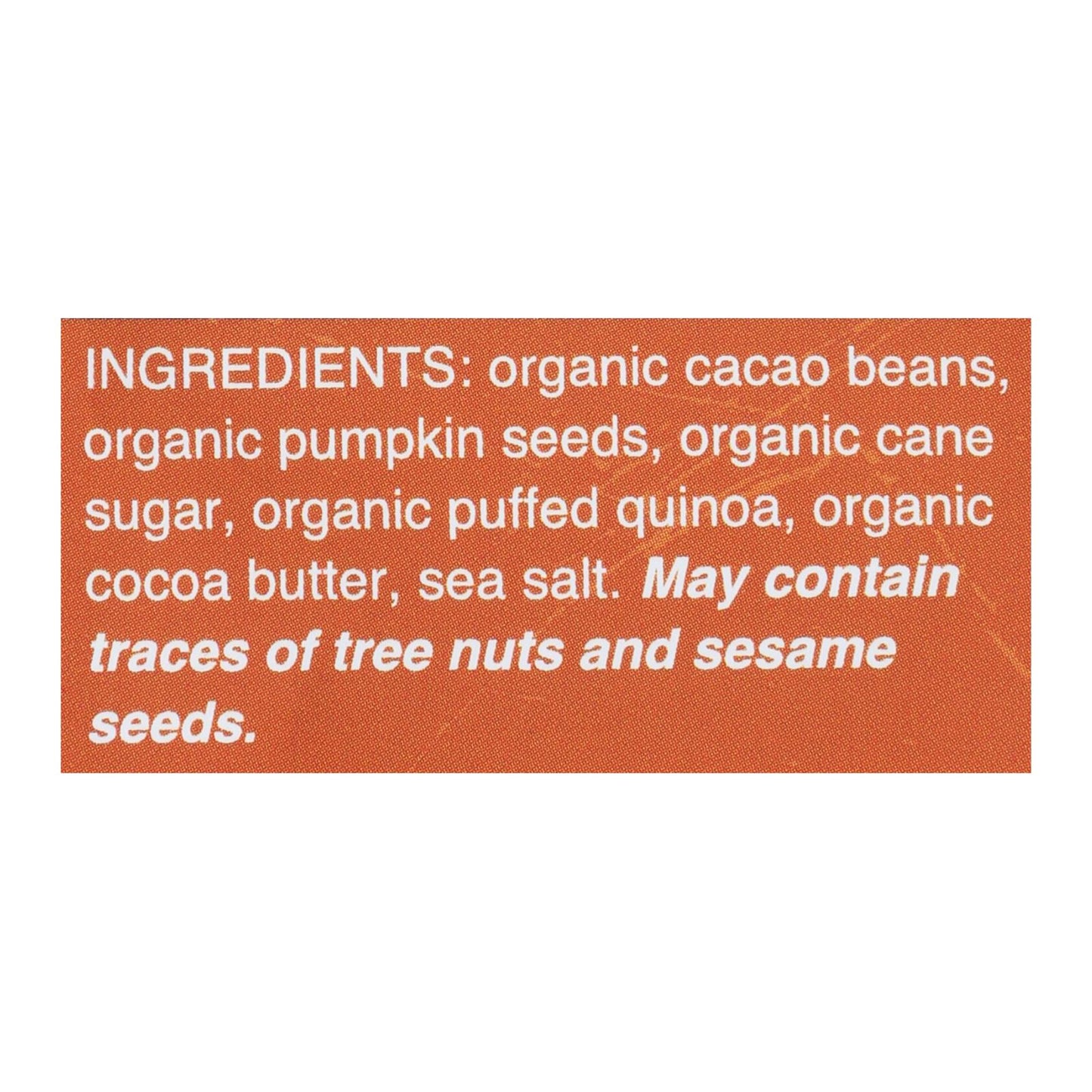 Taza Chocolate Organic Dark Bark Chocolate - Pumpkin Seed - Case Of 12 - 4.2 Oz