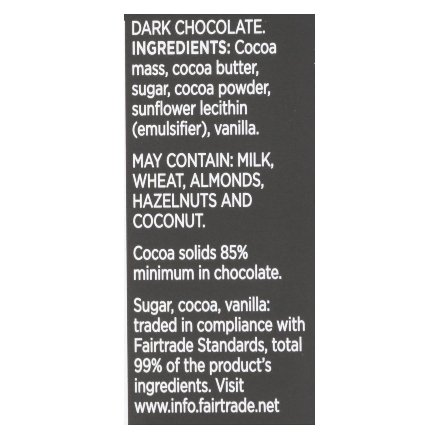 Divine - Barra de chocolate negro 85% - Caja de 12 - 3 oz