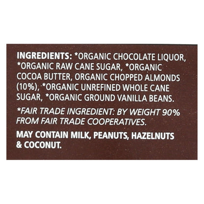 Barra de chocolate negro orgánico Equal Exchange - Almendras - Caja de 12 - 2.8 oz.