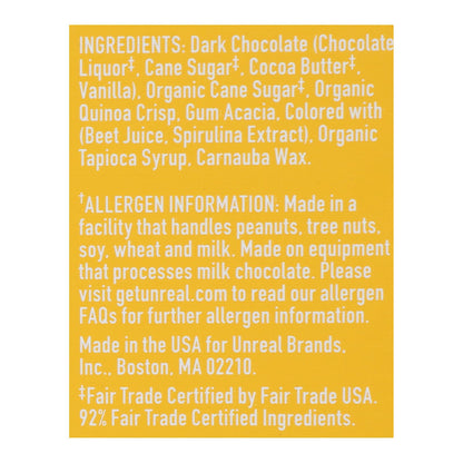 Unreal - Gemas de chocolate y quinoa crujientes - Chocolate negro - Caja de 6 - 5 oz.