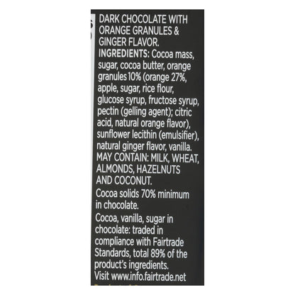 Divine - Barra de chocolate negro 70 % GNG/ORNG - Caja de 12 - 3 oz