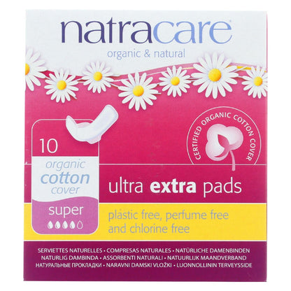 Natracare  Ultra Extra Pads W/wings - Super - 10 Count