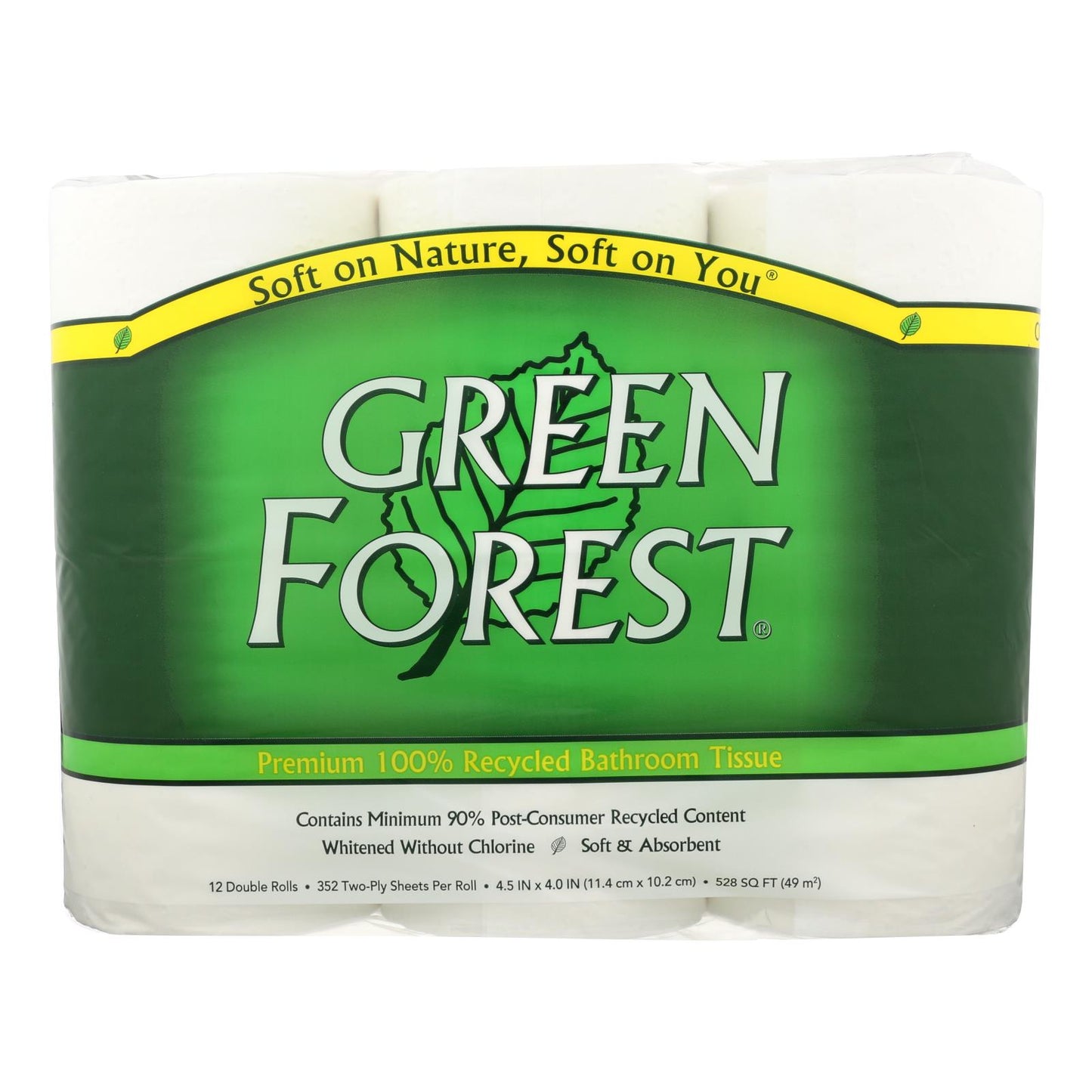 Papel higiénico Green Forest - Rollo doble de 2 capas - Caja de 4 - 12