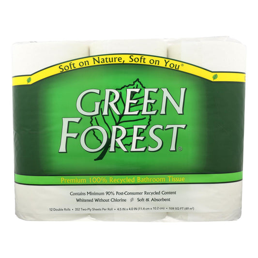 Papel higiénico Green Forest - Rollo doble de 2 capas - Caja de 4 - 12