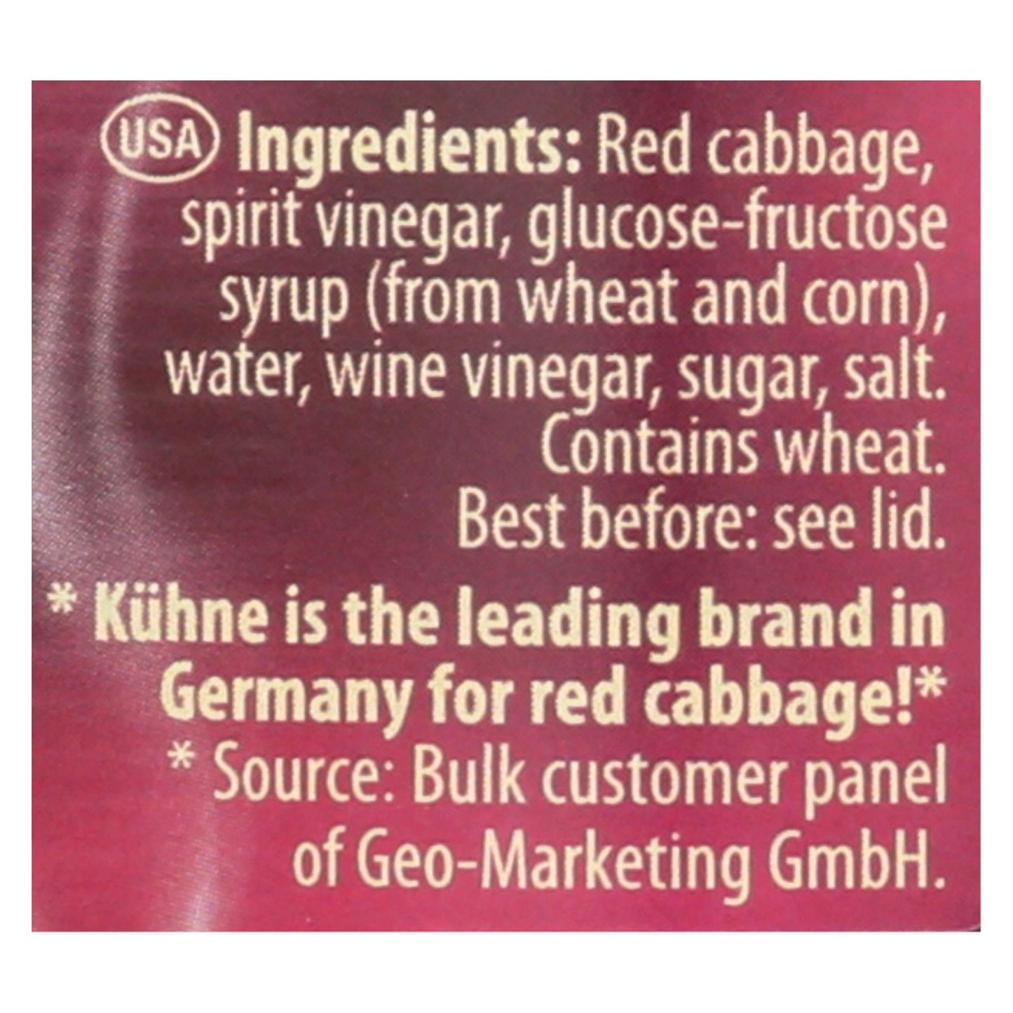 Repollo rojo Kuhne, caja de 12, 24 oz