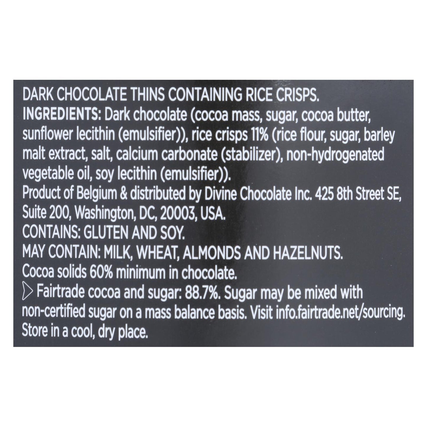 Divine - Chocolate negro crujiente Thns - Caja de 12 - 2.8 oz