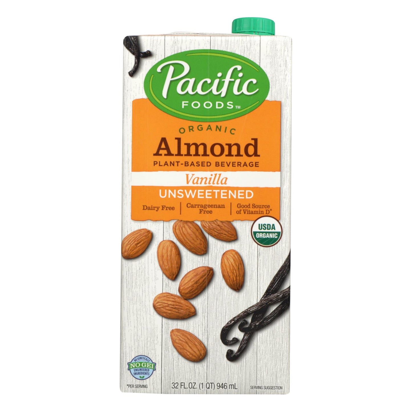 Pacific Natural Foods Almond Vanilla - Unsweetened - Case Of 12 - 32 Fl Oz.