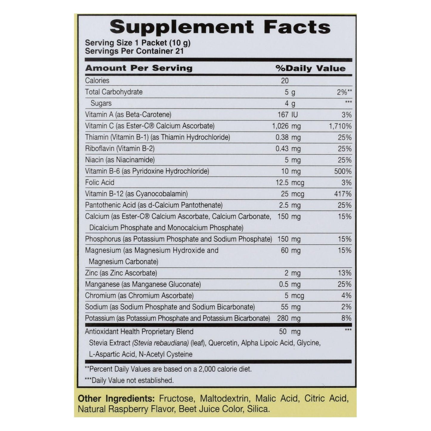 Suplemento dietético efervescente Ester-c de American Health (1 unidad, 21 paquetes)