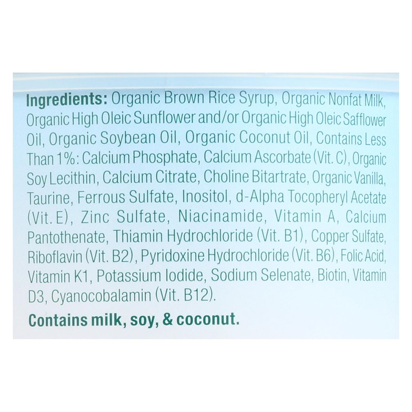 Fórmula orgánica fortificada con hierro y lácteos para bebés, única para bebés - Caja de 6 - 12,7 oz.