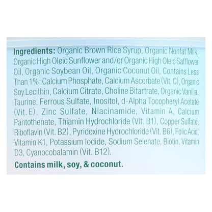 Fórmula orgánica fortificada con hierro y lácteos para bebés, única para bebés - Caja de 6 - 12,7 oz.