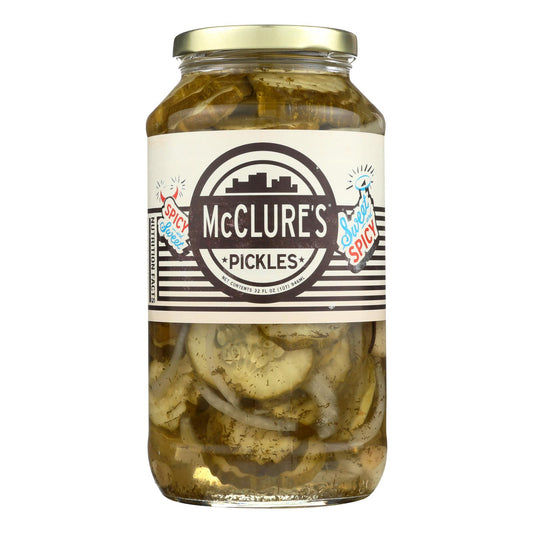 Pickles dulces y picantes de McClure's - Caja de 6 - 32 oz.