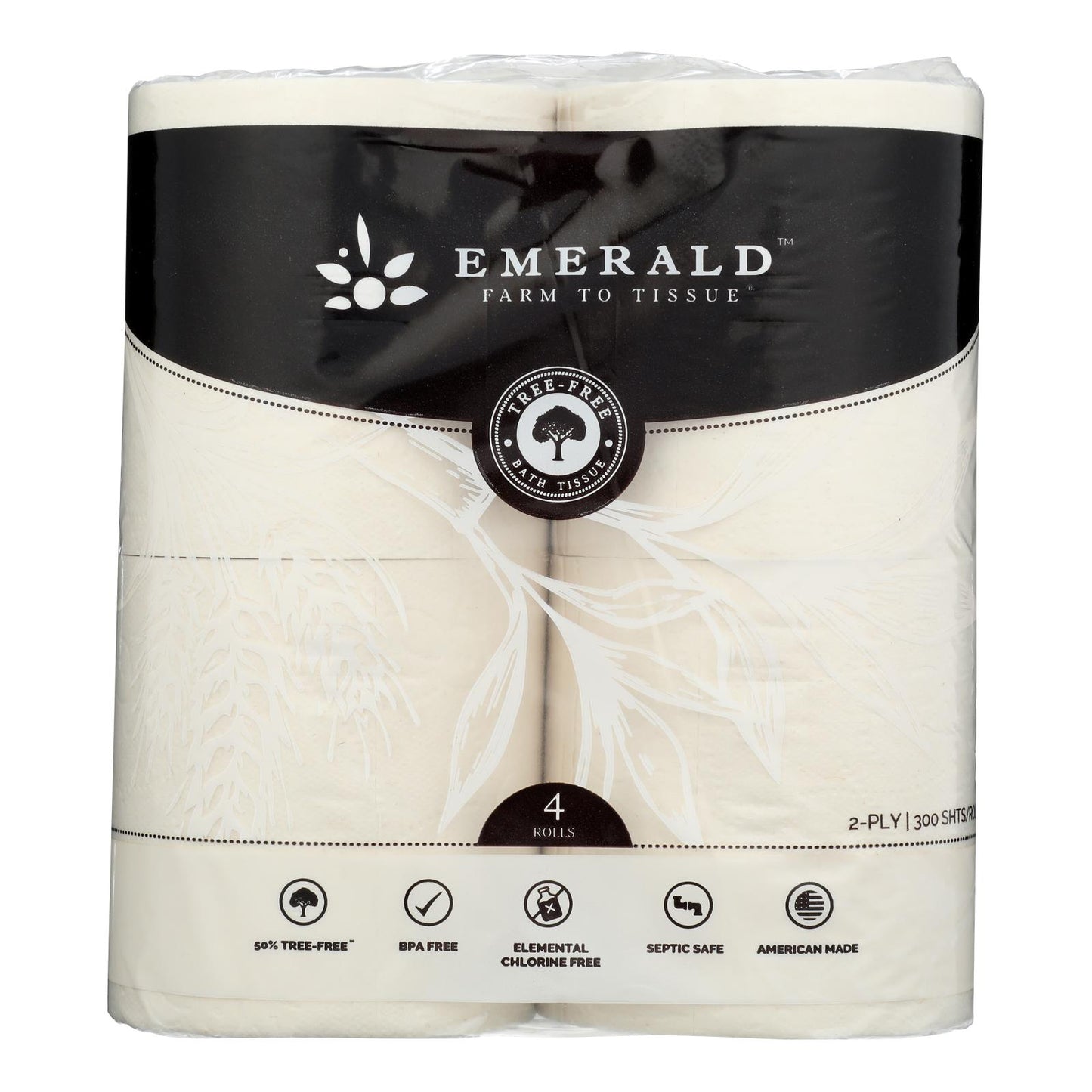 Emerald Brand - Papel higiénico de 2 capas, paquete de 4, caja de 12, 1 unidad