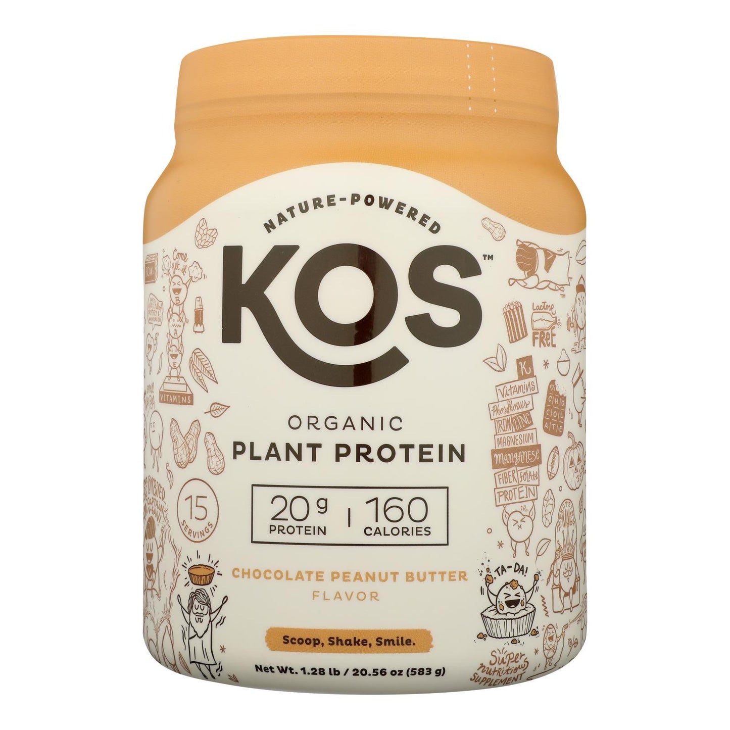 Kos - Mantequilla de maní con chocolate y proteína vegetal - 1 unidad - 20,56 oz